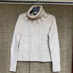 Kenzie off white wool blend turtleneck sweater